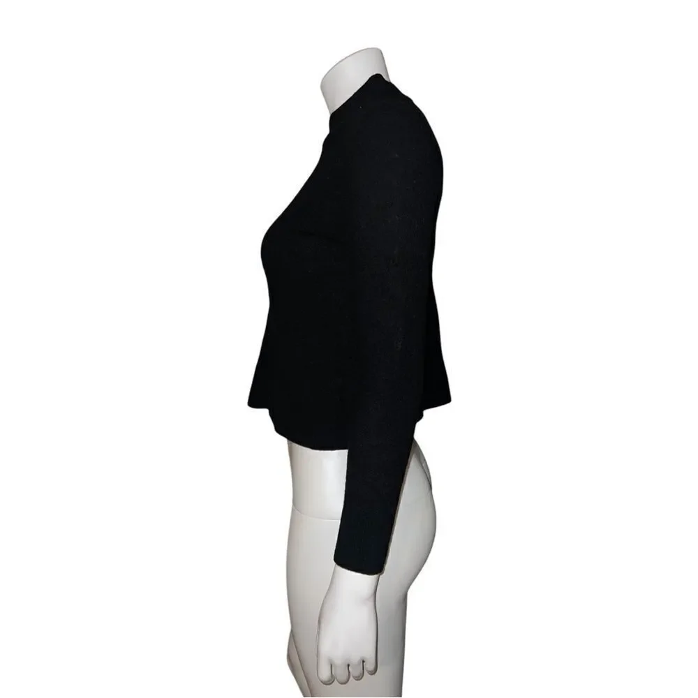 Athleta Black Merino Wool Black Cropped Sweater 3/4 Sleeve Small NWOT